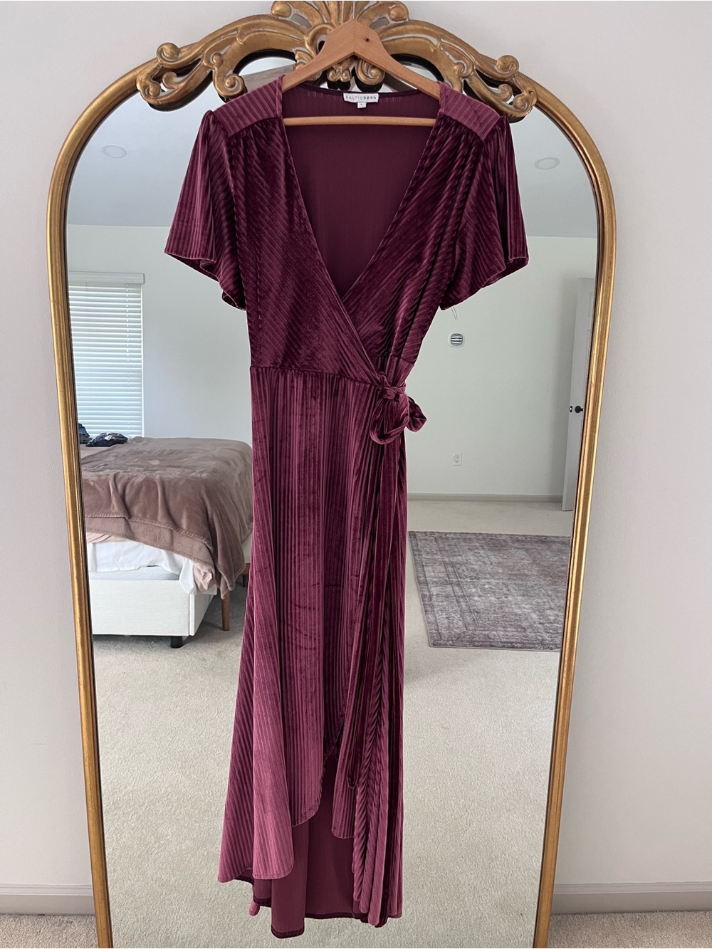 Baltic Born Plum Velvet Wrap High-Low Dress